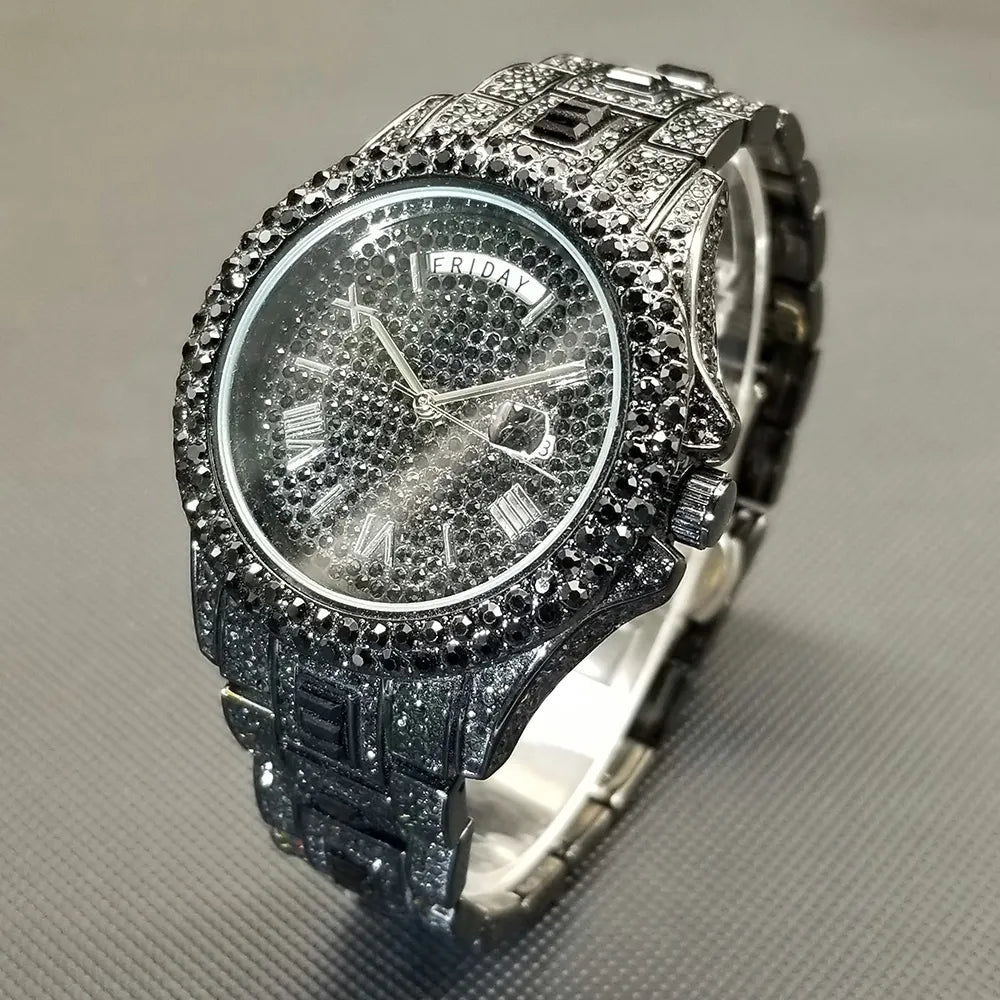 Hombres Lujo Diamante Cuarzo Impermeable