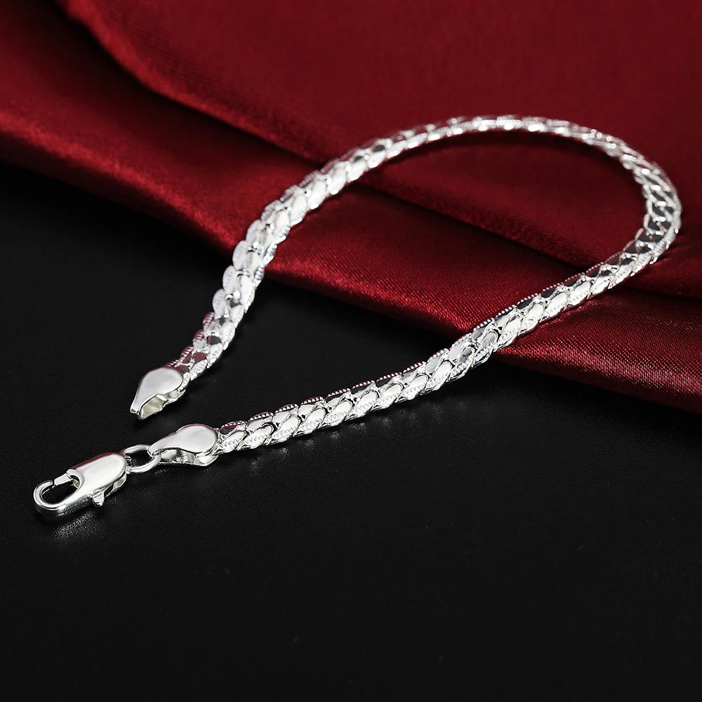 Men Jewelry 925 Sterling Silver Necklace Bracelet
