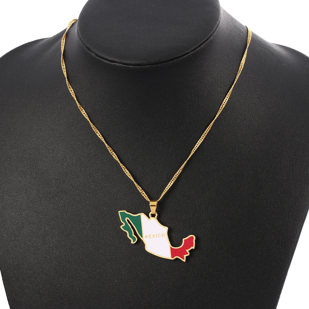 Mexico Map Flag Necklace