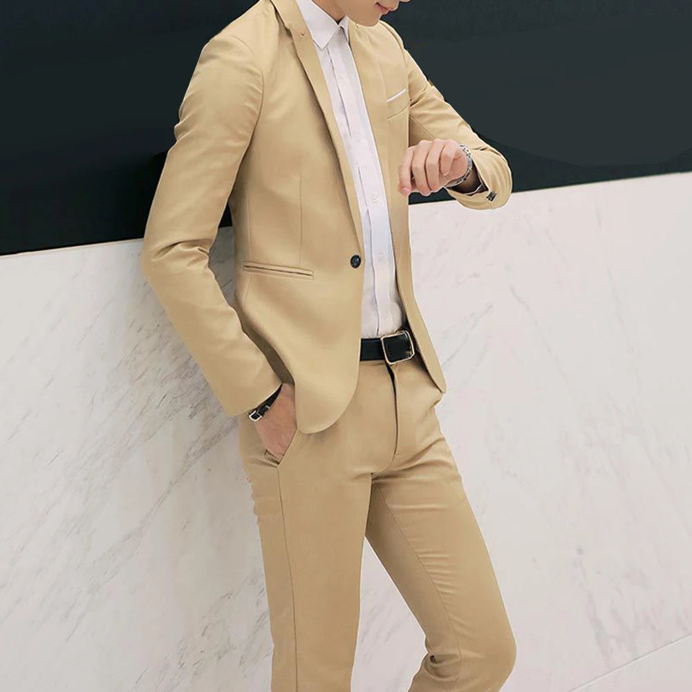 2Pcs Blazer and Pants Suit