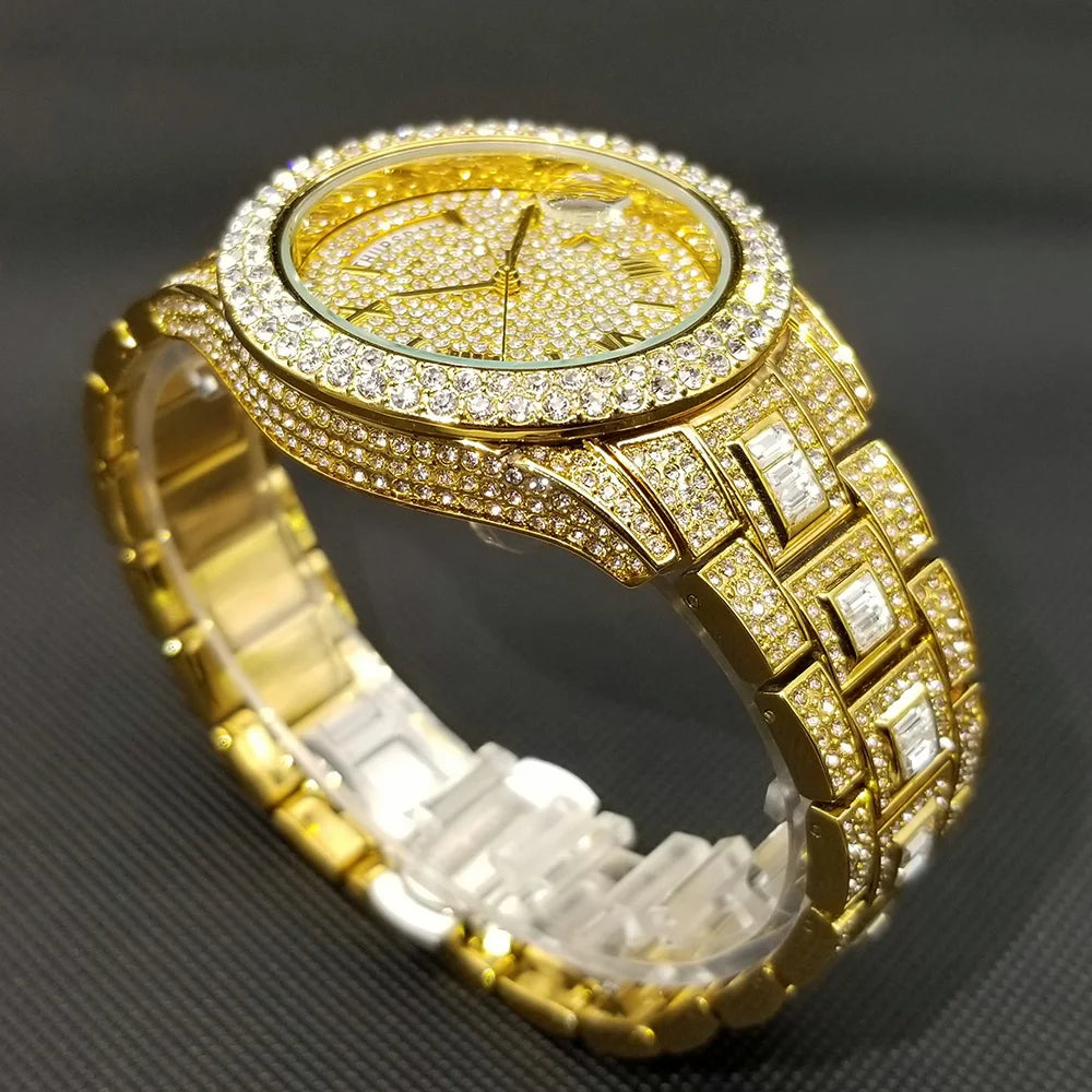 Hombres Lujo Diamante Cuarzo Impermeable