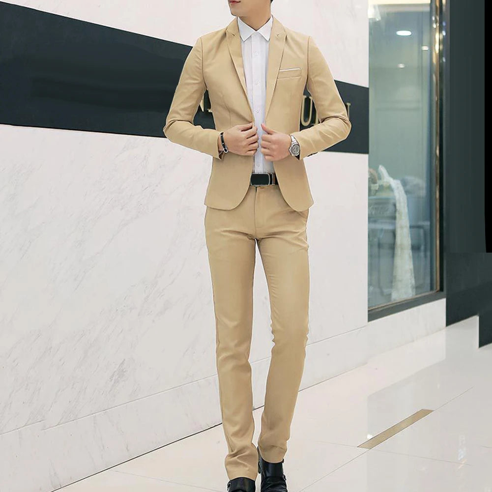 2Pcs Blazer and Pants Suit