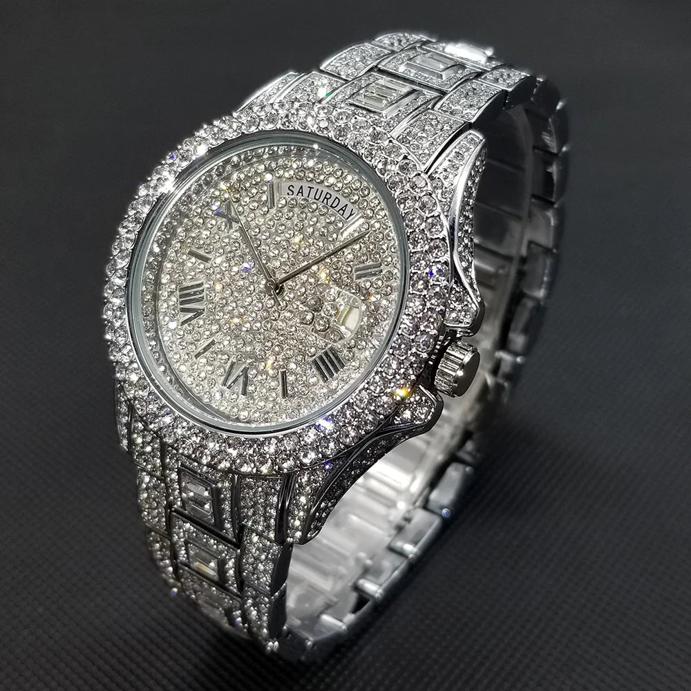 Hombres Lujo Diamante Cuarzo Impermeable