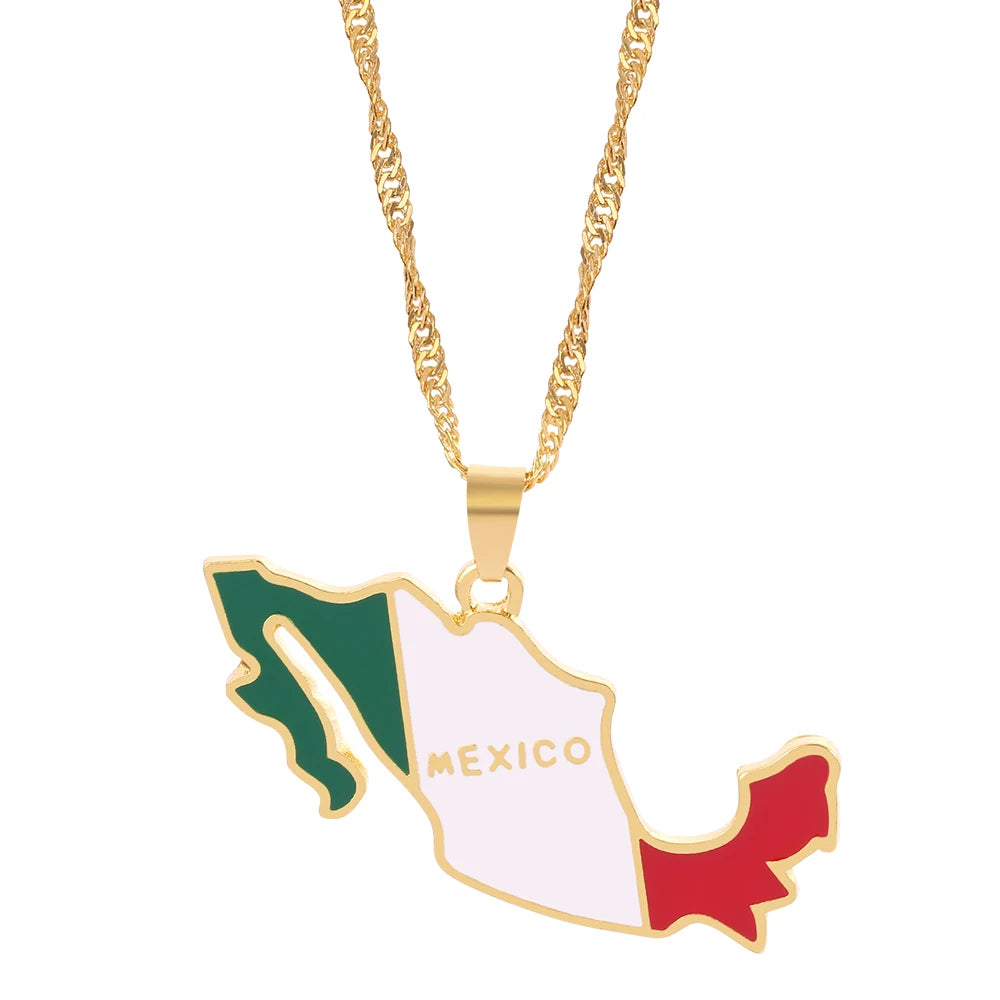 Mexico Map Flag Necklace