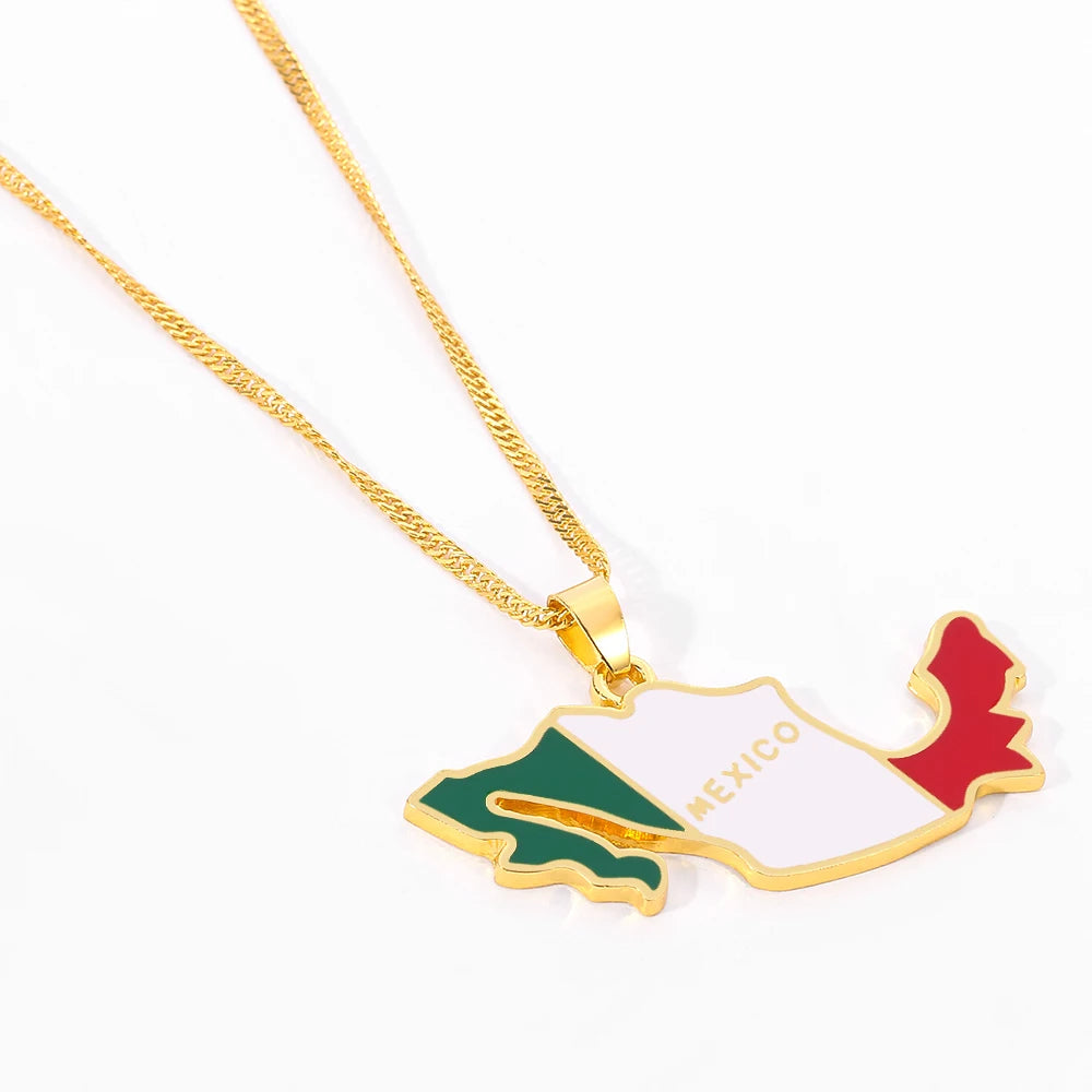 Mexico Map Flag Necklace