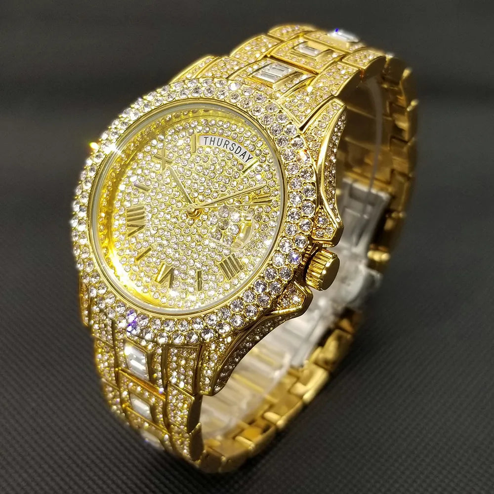 Hombres Lujo Diamante Cuarzo Impermeable