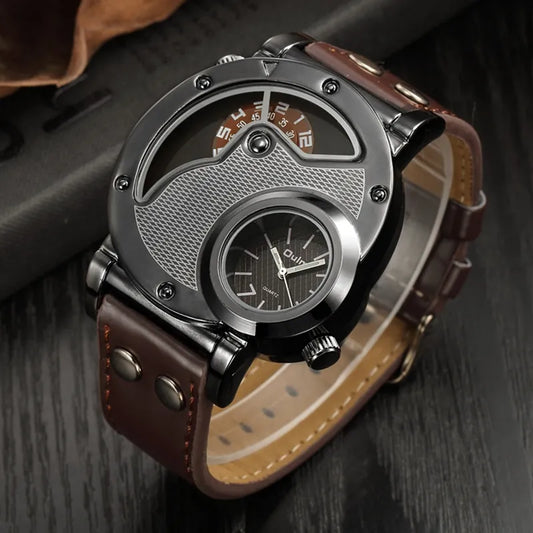 Orologio da uomo al quarzo con doppio fuso orario