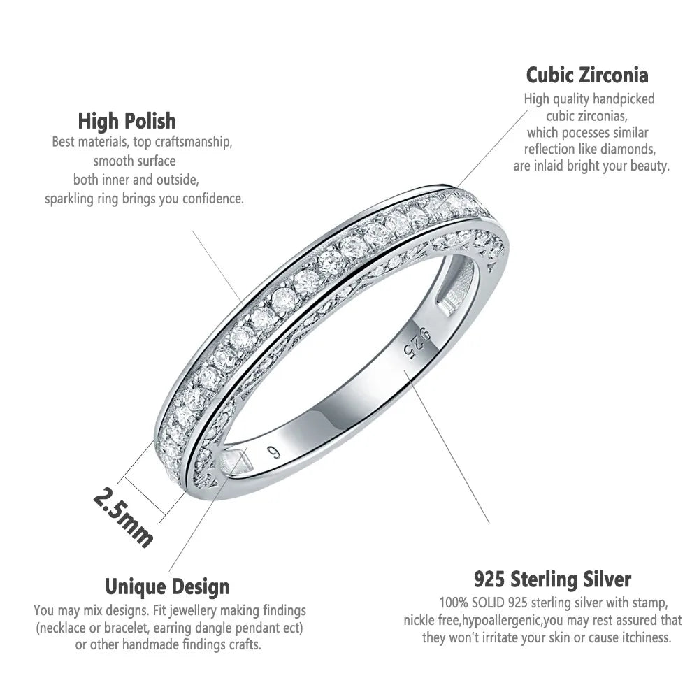 Women 925 Sterling Silver Zircon Ring