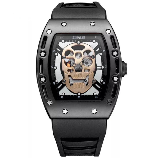 Orologio da uomo al quarzo luminoso con teschio scheletrato