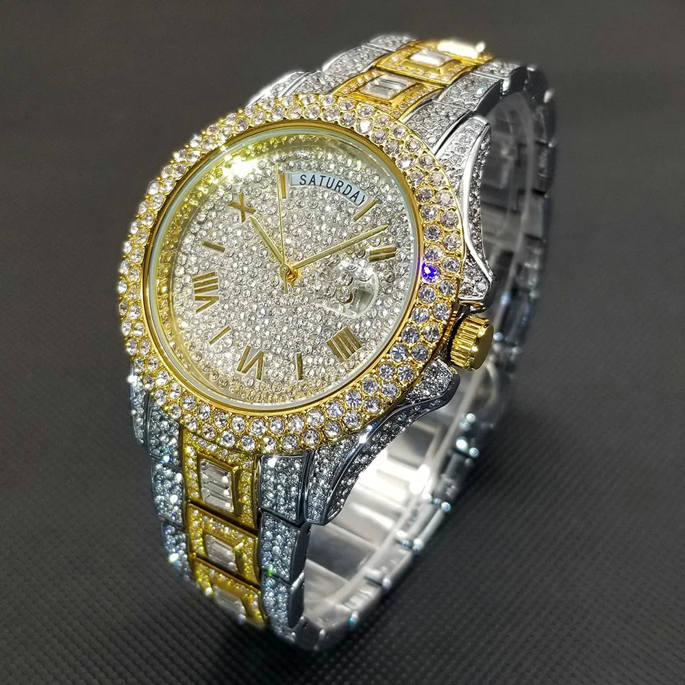 Hombres Lujo Diamante Cuarzo Impermeable