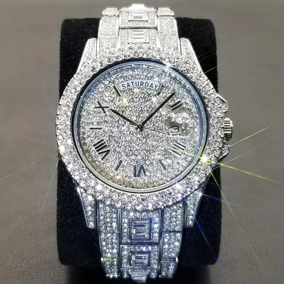 Hombres Lujo Diamante Cuarzo Impermeable