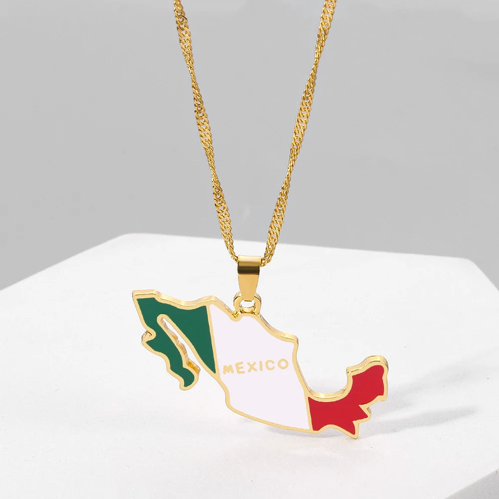 Mexico Map Flag Necklace
