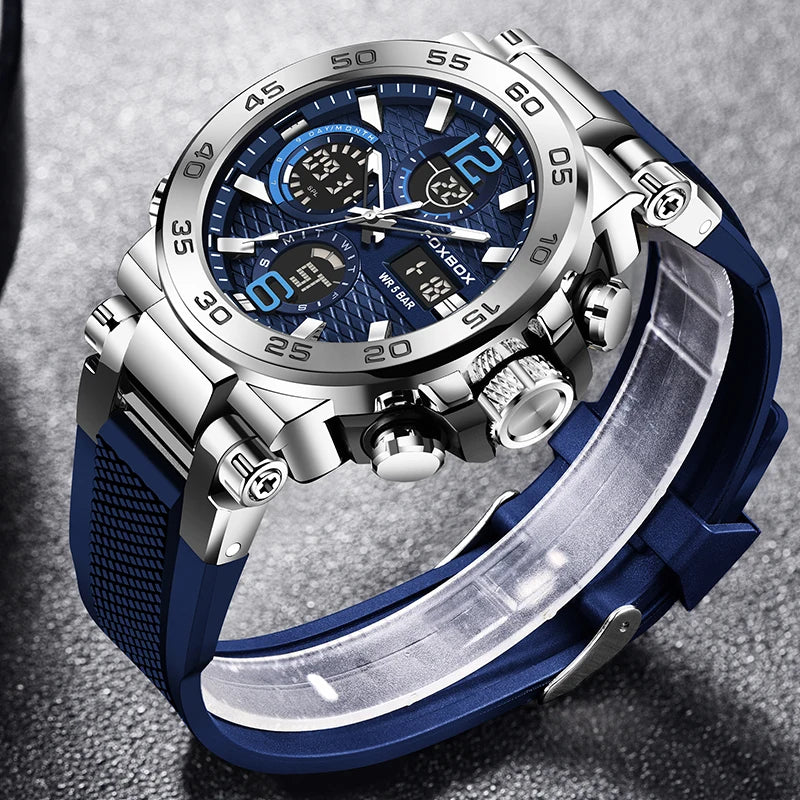 Men LCD Display Watch Waterproof