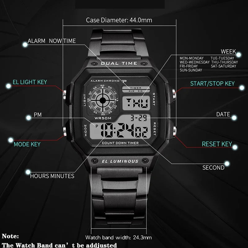 Men Stainless Steel Watch Waterproof