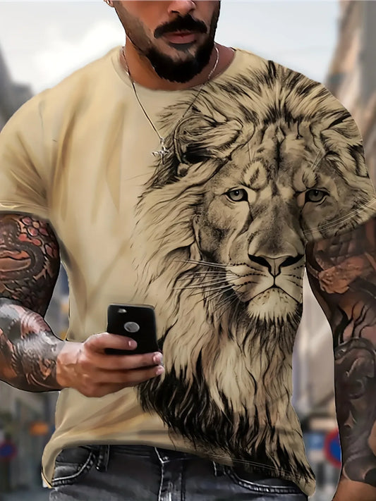 T-shirt elasticizzata da uomo con leone