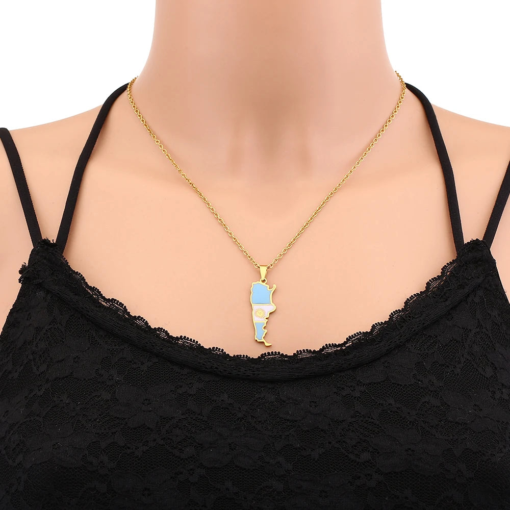 Argentina Map Flag Necklace
