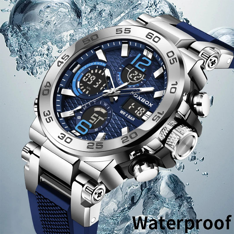 Men LCD Display Watch Waterproof