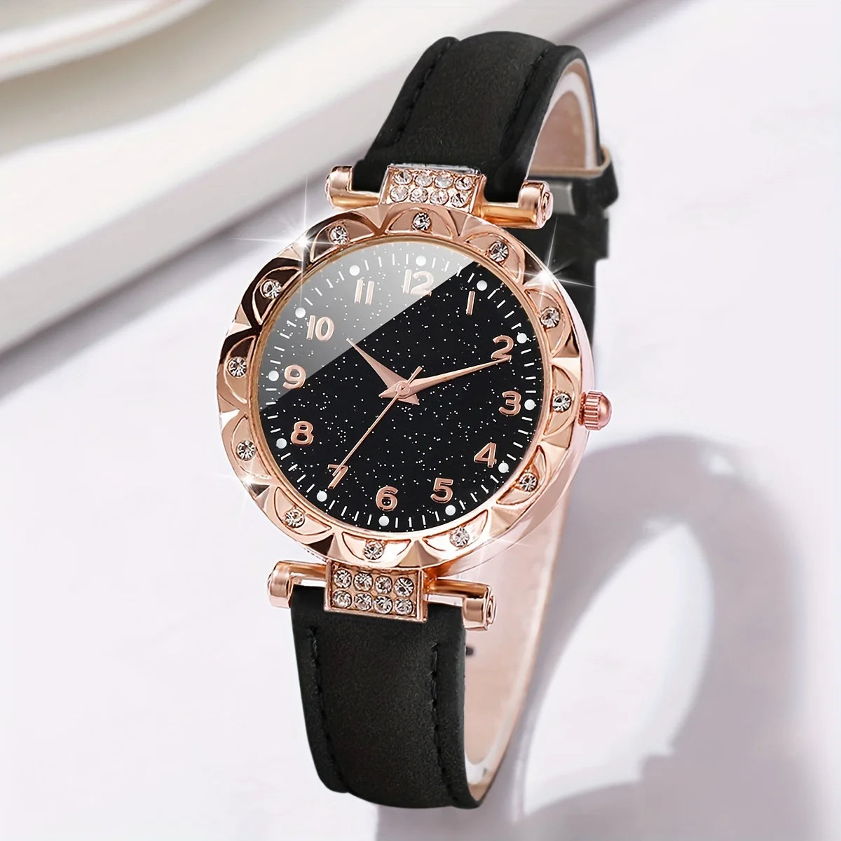 Women 2PCS/Set Rhinestone Quartz Watch