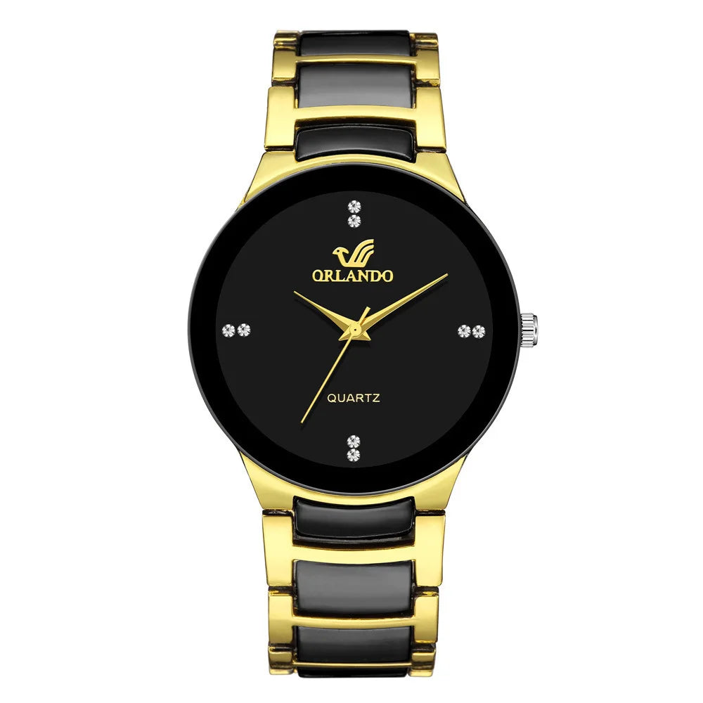 Men dial steel quartz watch