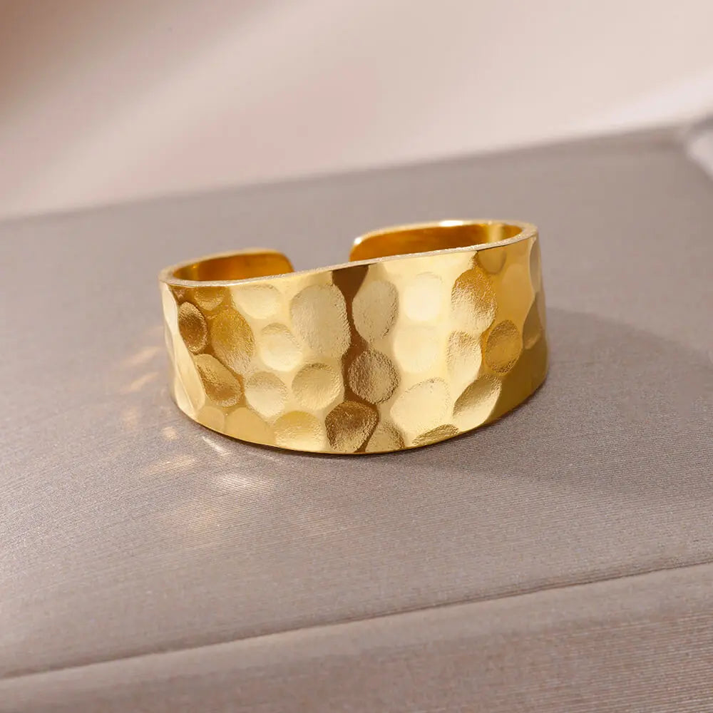 Women Stainless Steel Ring 18K Gold Plated
