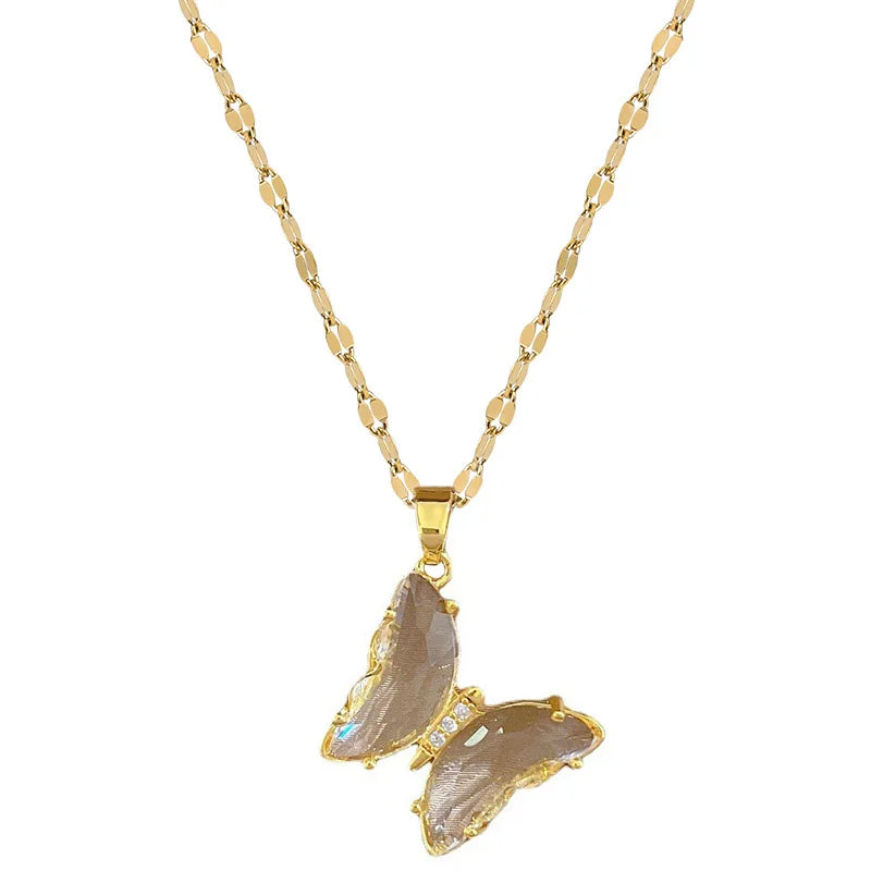 Women Zircon Butterfly Necklace