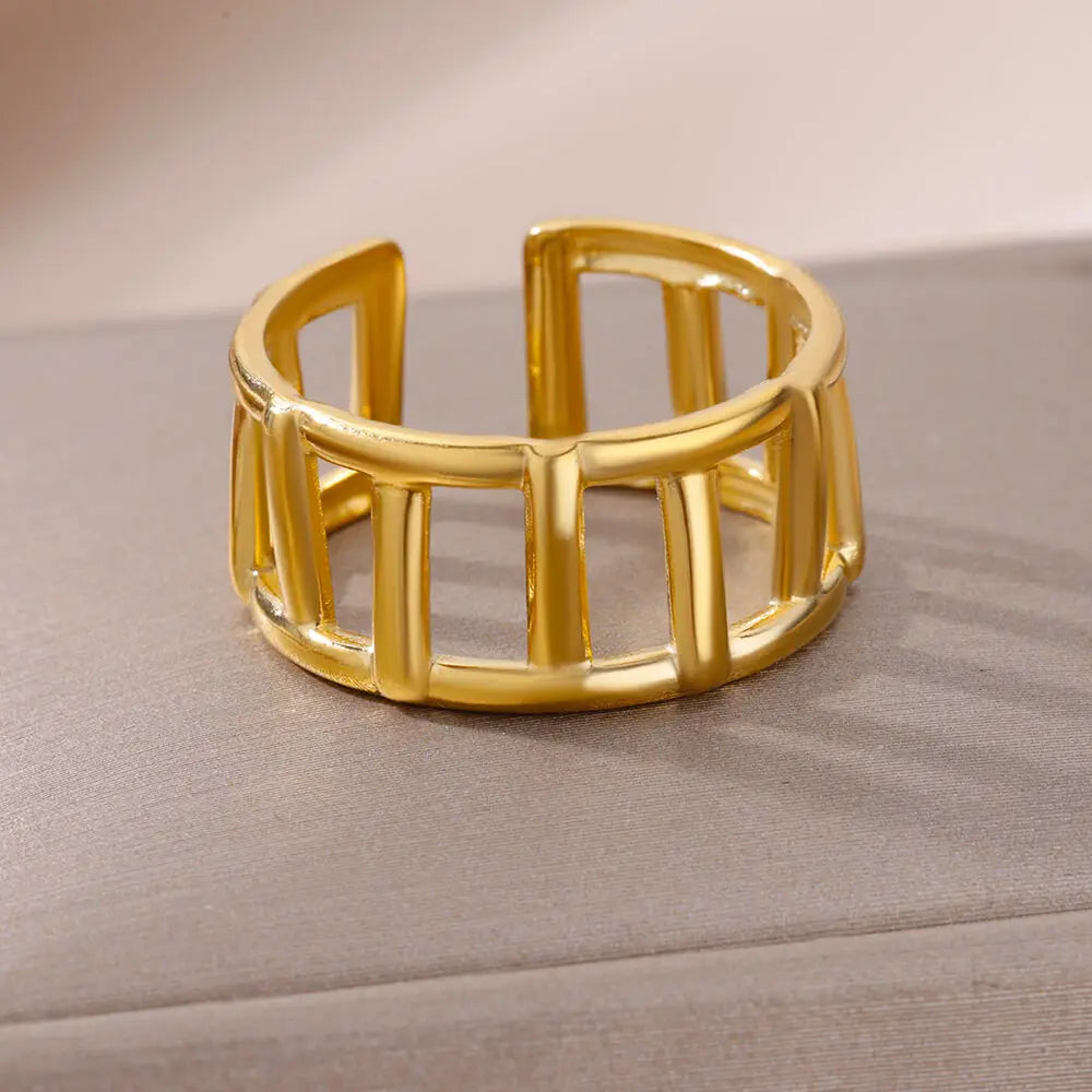 Women Stainless Steel Ring 18K Gold Plated