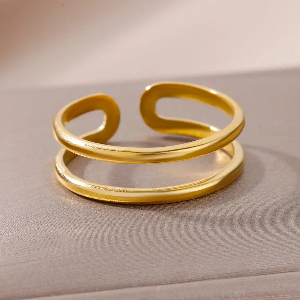 Women Stainless Steel Ring 18K Gold Plated