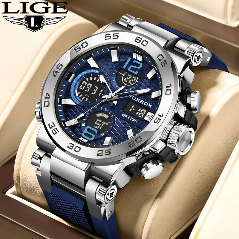 Men LCD Display Watch Waterproof