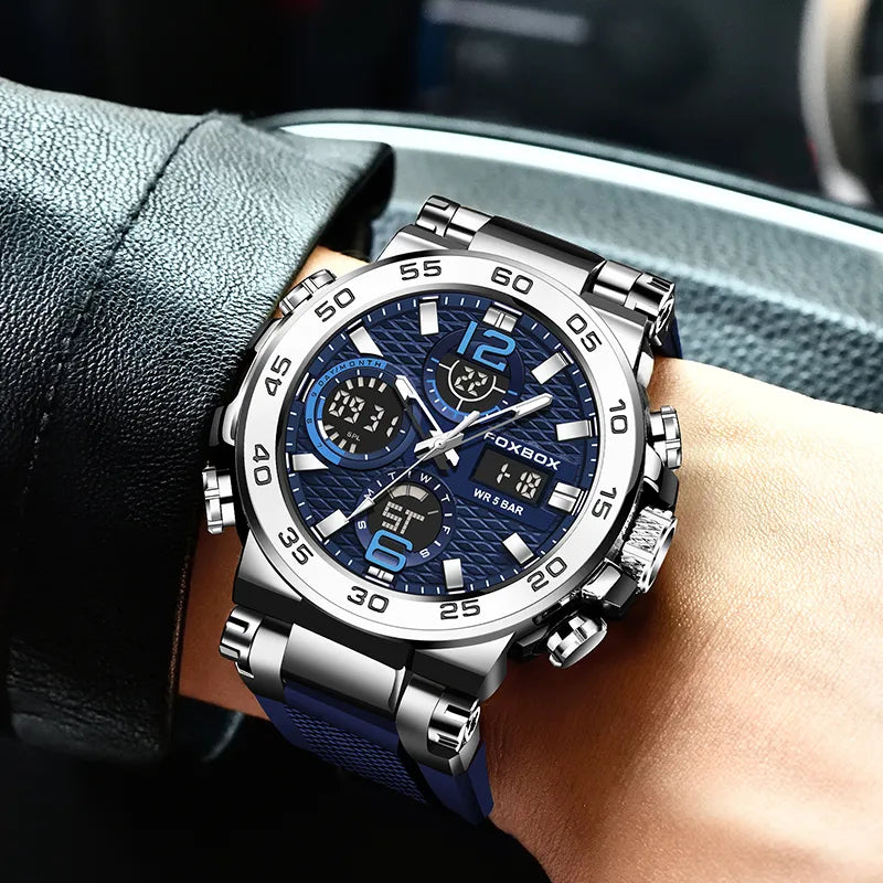 Men LCD Display Watch Waterproof
