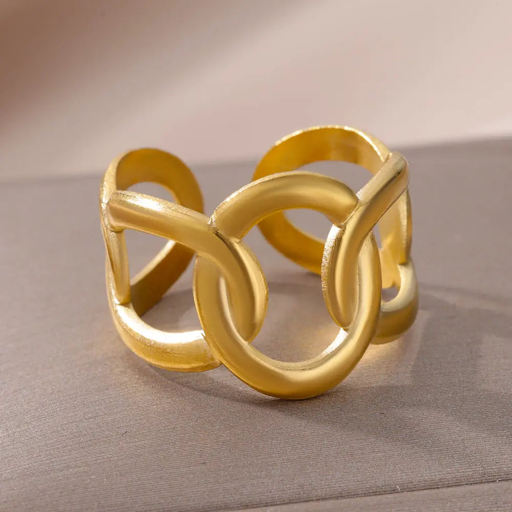 Women Stainless Steel Ring 18K Gold Plated
