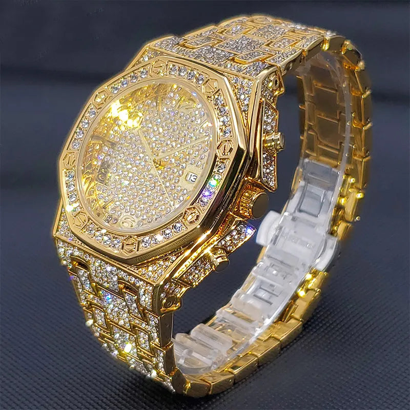 Men Watch Luxury Diamond Waterproof