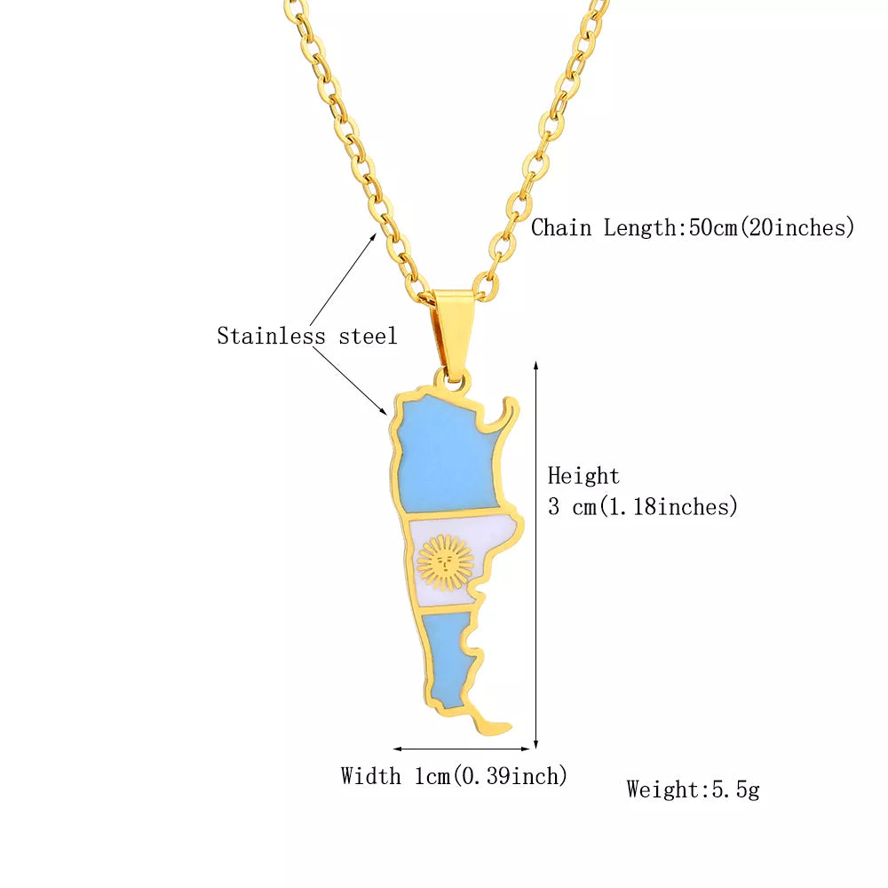 Argentina Map Flag Necklace
