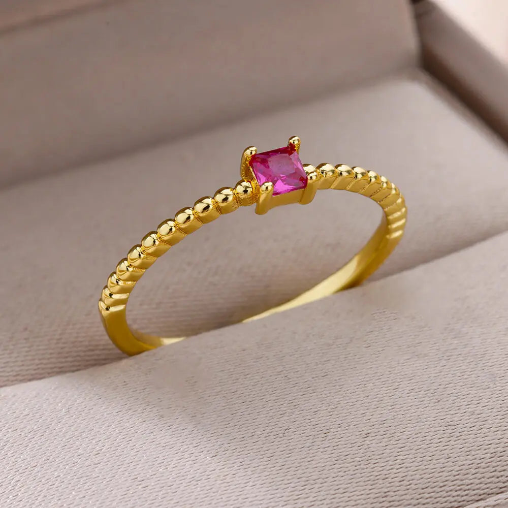 Women Stainless Steel Ring 18K Gold Plated
