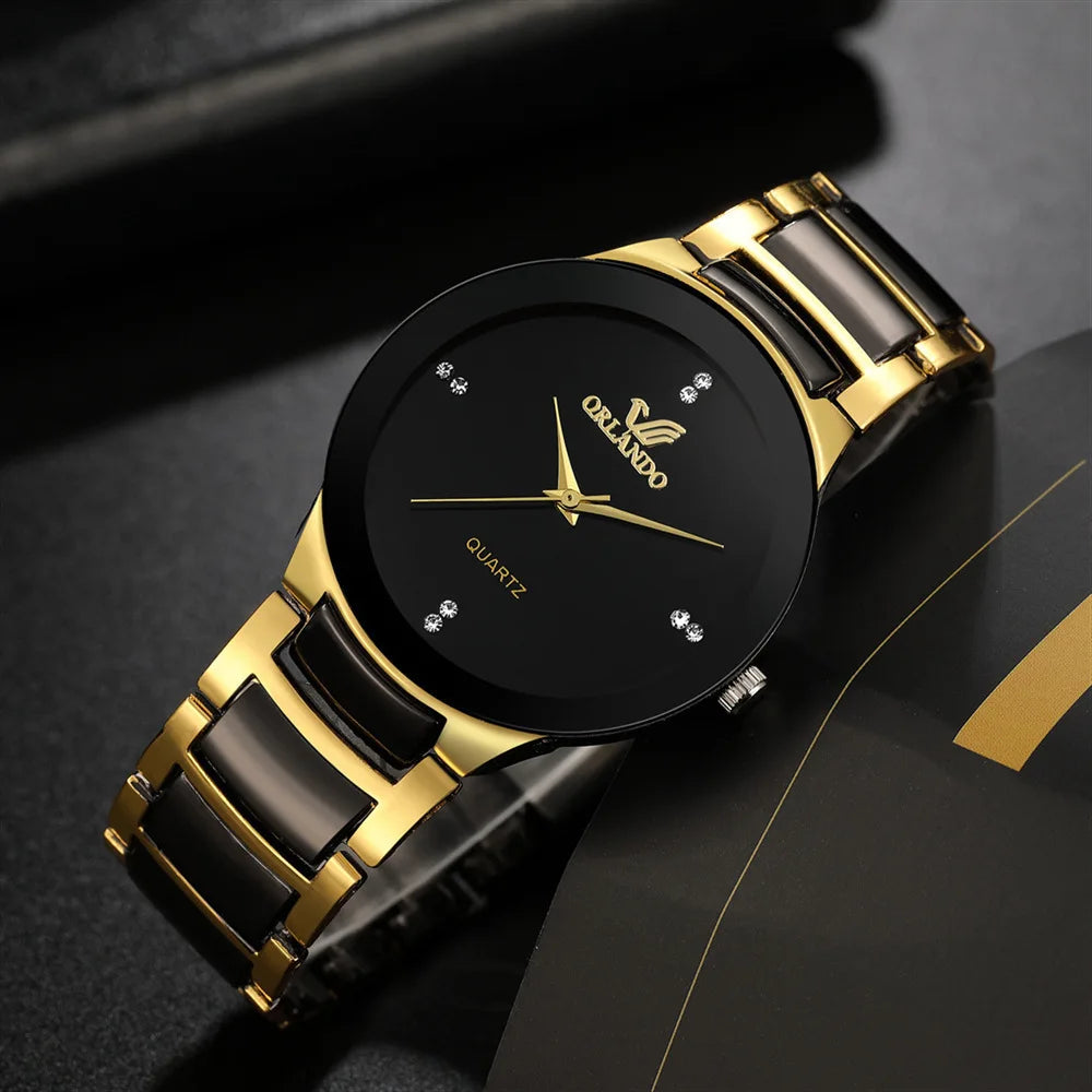Men dial steel quartz watch