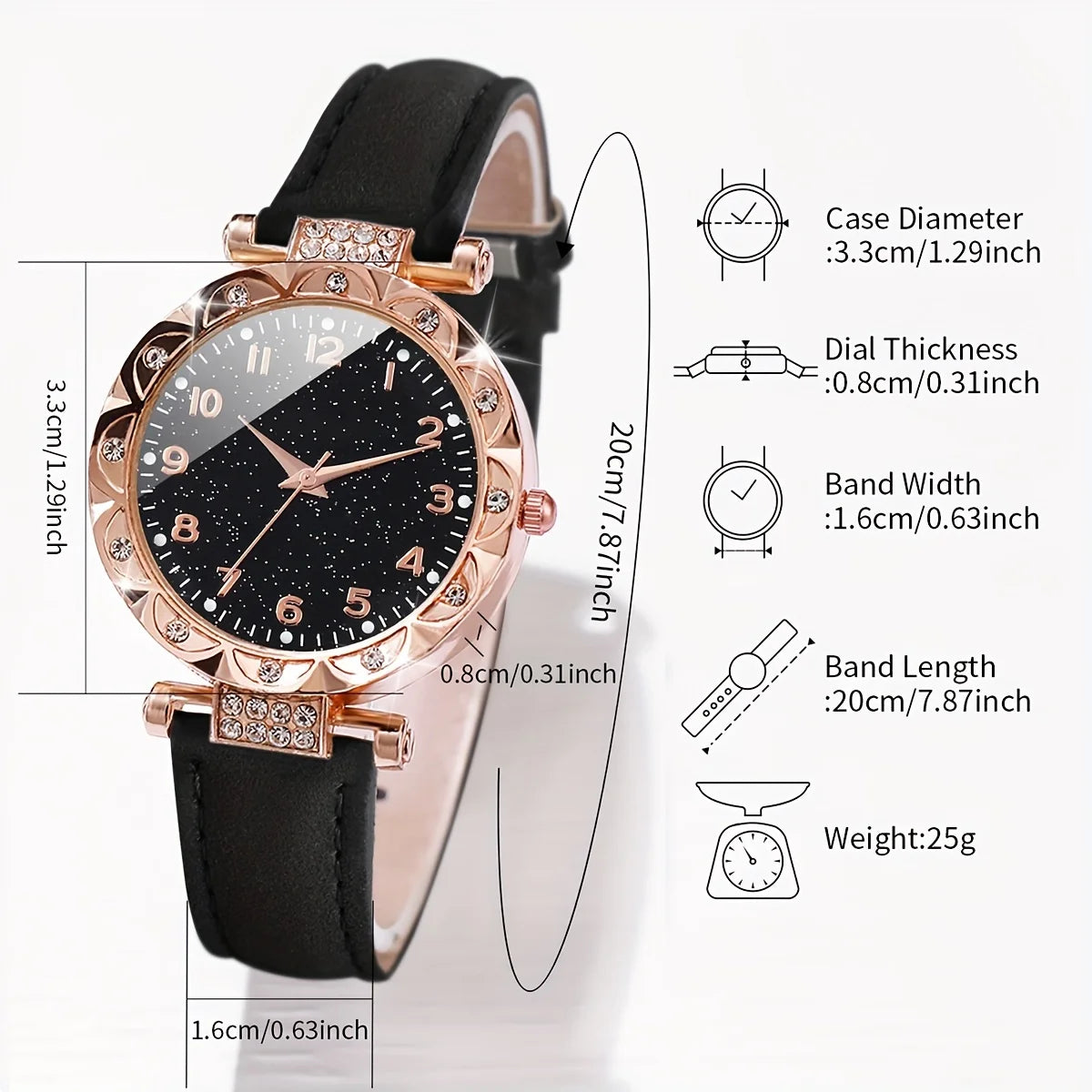 Women 2PCS/Set Rhinestone Quartz Watch
