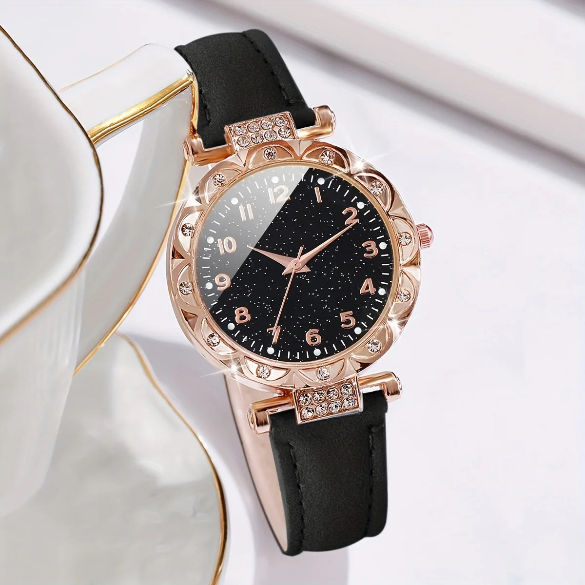 Women 2PCS/Set Rhinestone Quartz Watch
