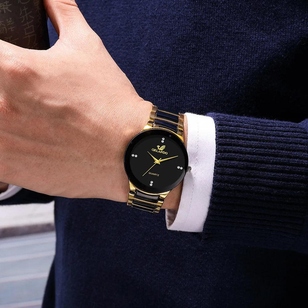 Men dial steel quartz watch