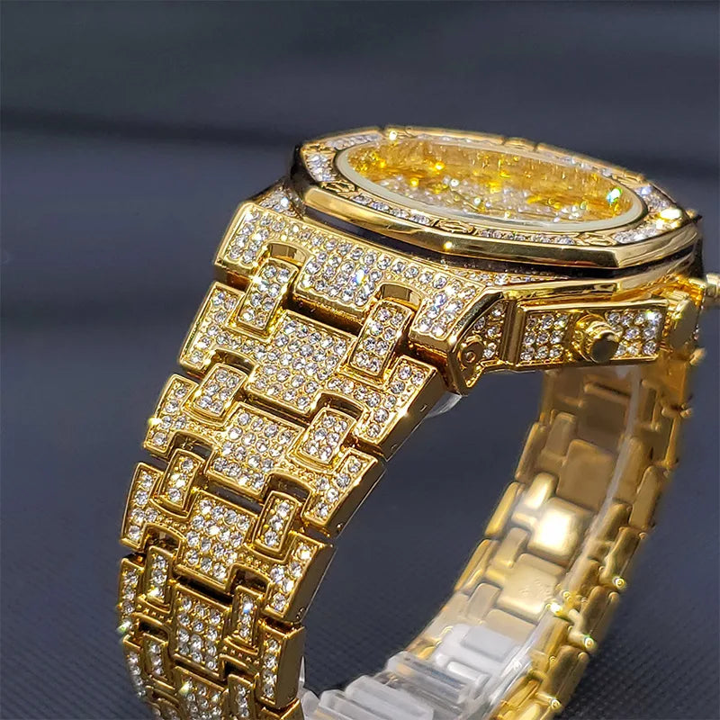 Men Watch Luxury Diamond Waterproof